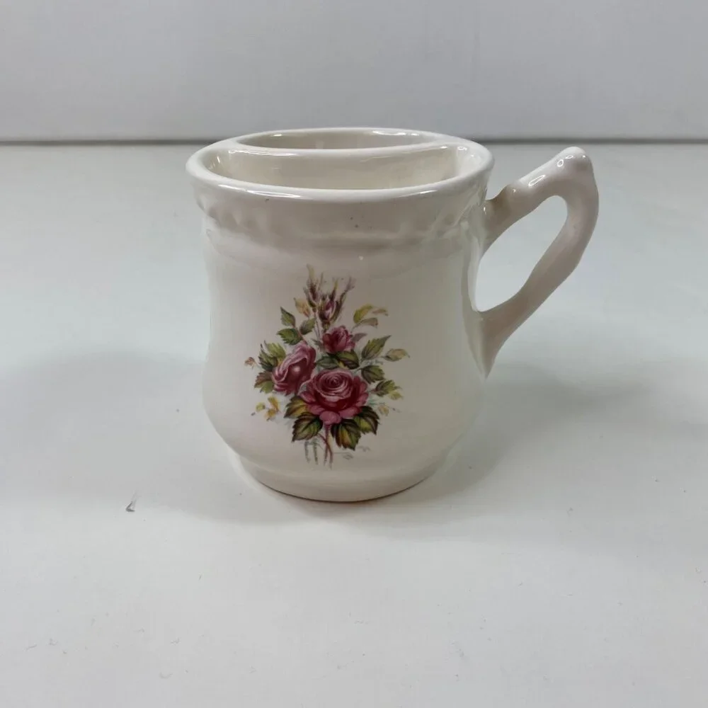 Vintage VB Athena Floral Shaving Mug Brush Holder & Soap Dish Set Vintage